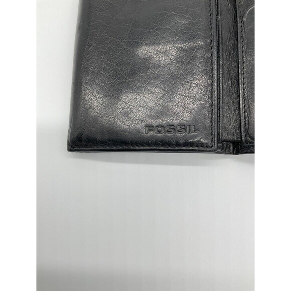 Fossil Wallet Black Genuine Leather Trifold ID & Card‎ Slots - Picture 11 of 11